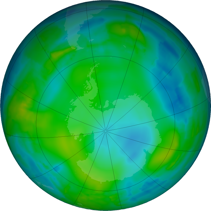 Antarctic ozone map for 04 June 2011